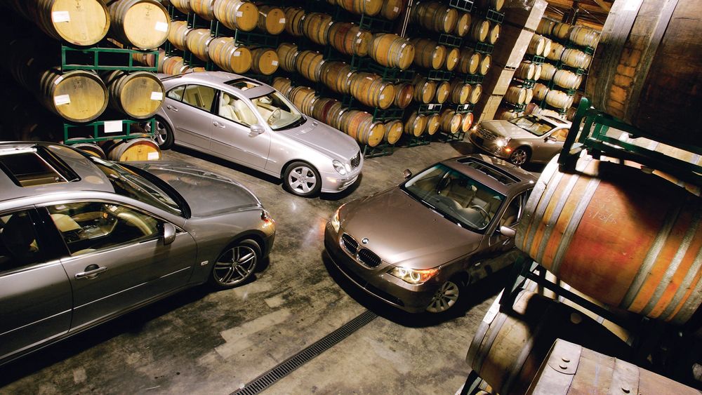 Taste-testing a quartet of V-8 powered luxury sedans in California's vineyard country. Have they been aged to perfection?