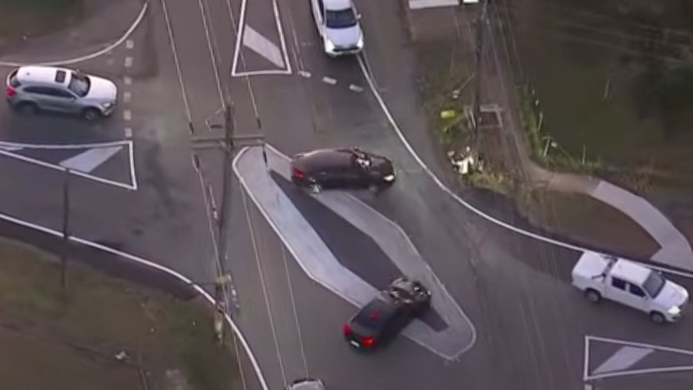 A hastily installed traffic control measure has caused polygonal peril.